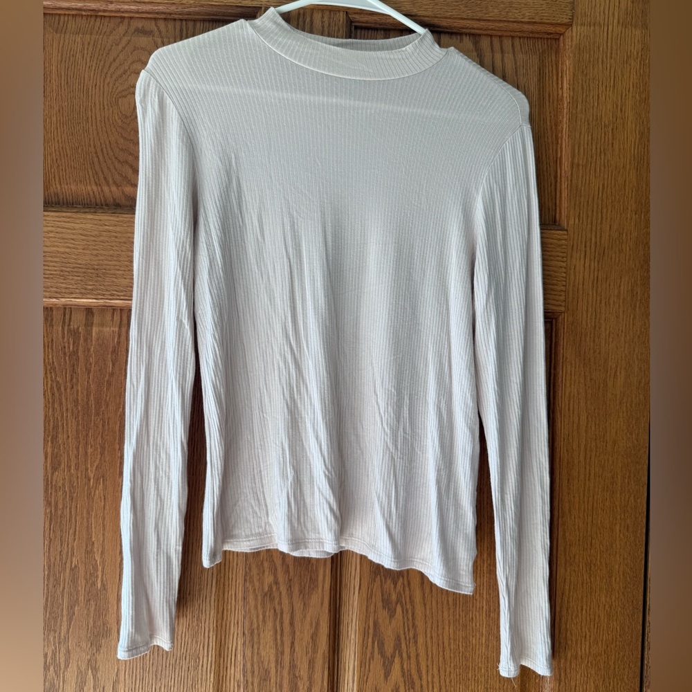 American Eagle Outfitters Cream Mock Neck Top